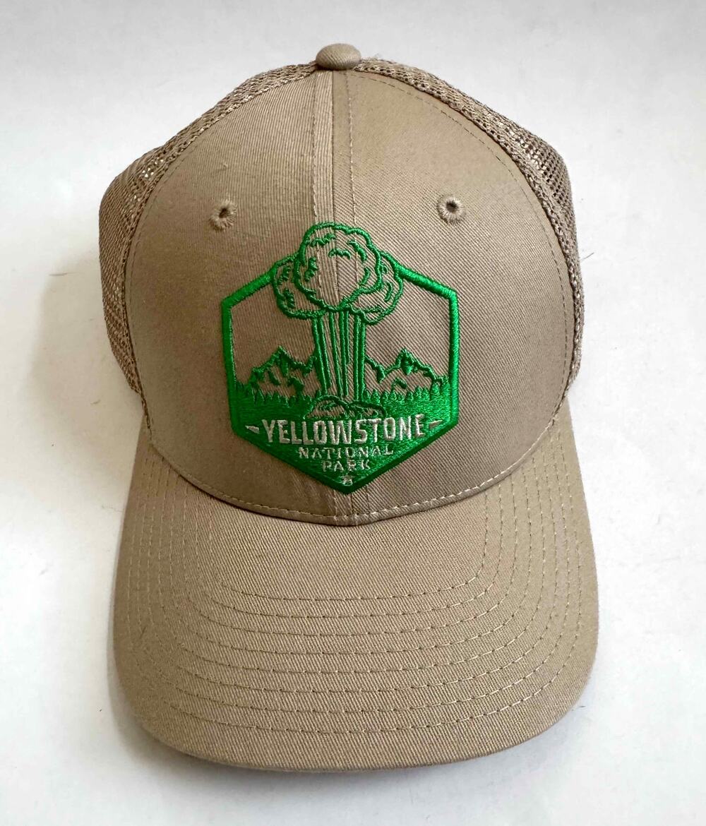 Yellowstone National Park Tan Green Trucker Hat One Size NEW